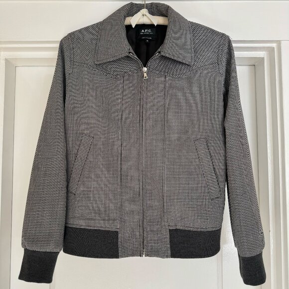 A.P.C. Black and Grey Houndstooth Laurel Jacket - Picture 1 of 8